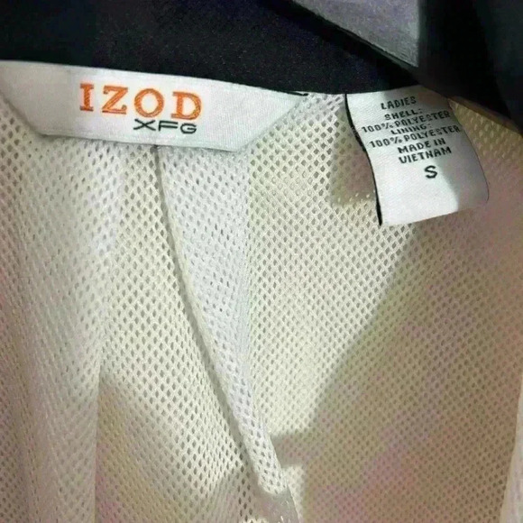 Izod Jacket Windbreaker XFG Full Zip Golf Jacket White Black Stripes Size S - Picture 5 of 6